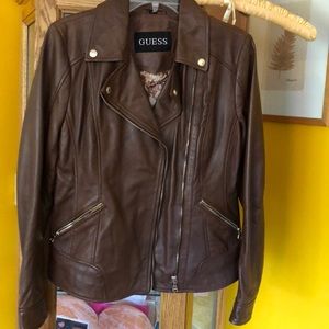 Guess brown leather jacket